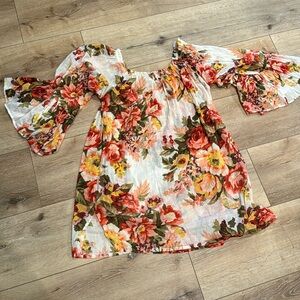 Boho  off the should floral tunic / dress